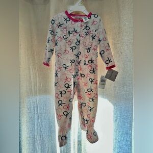 Calvin Klein Infant Fleece Footed Pajama in White, Pink, Black